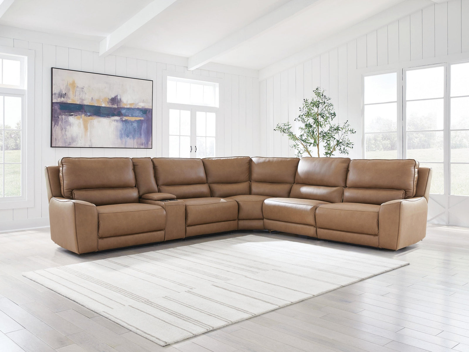 DeepWakes 6-Piece Reclining Sectional with Storage Console (PCU62606-SI) - Image 2