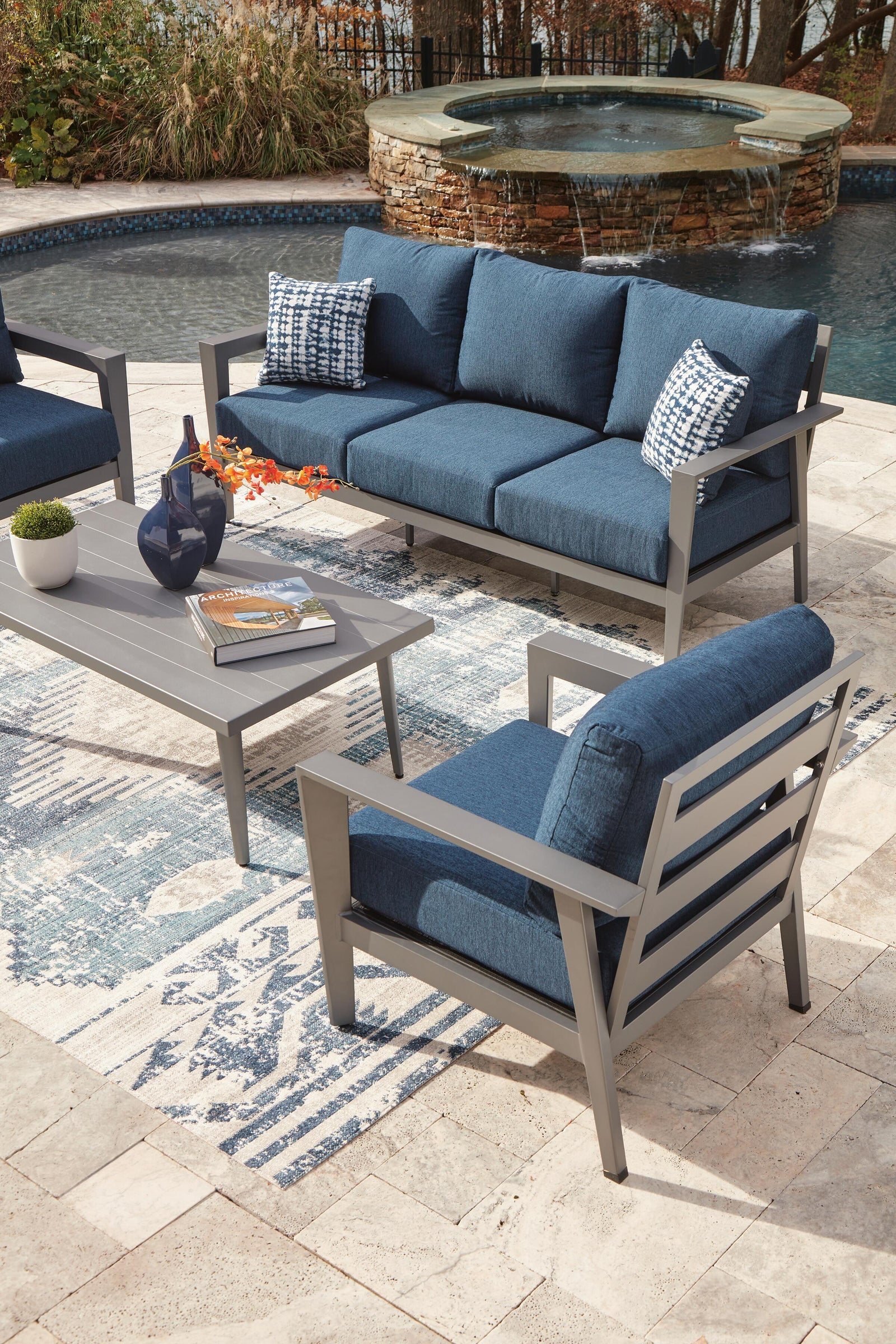 Gali Outdoor Sofa/Chairs/Table Set (Set of 4) (P275-SI) - Image 13