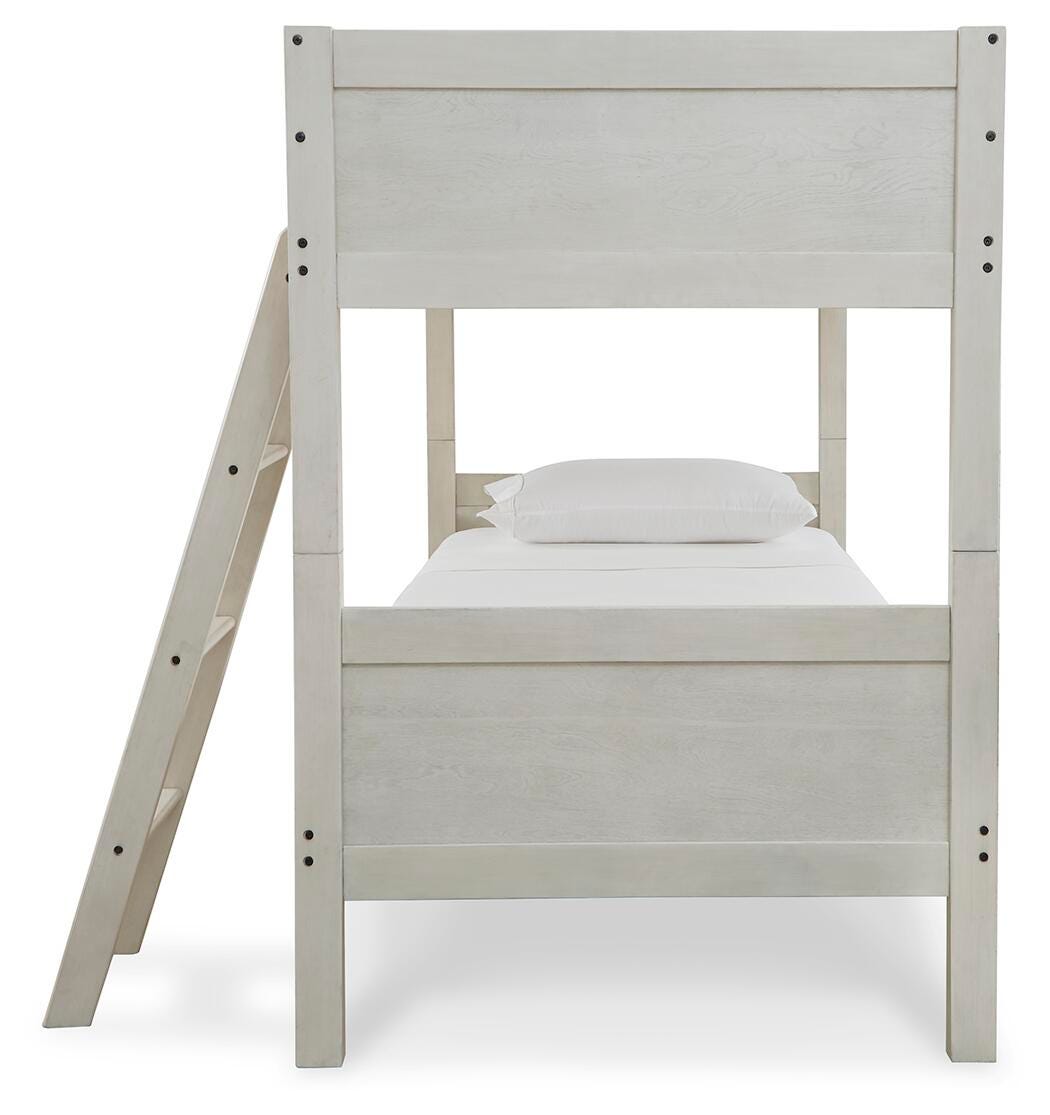 Robbinsdale Bunk Bed and Mattresses - Antique White  (B742-SI) - Image 4