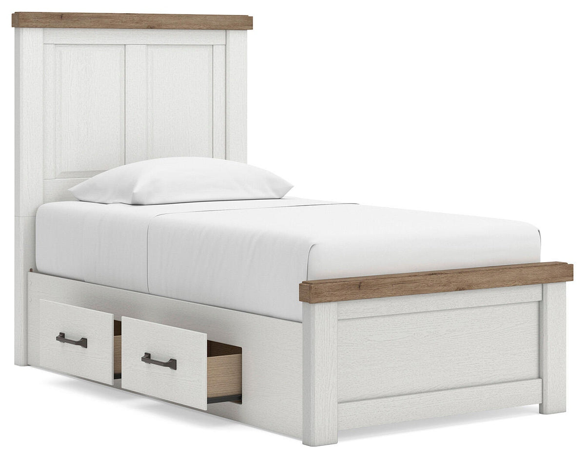 Savonport Twin Panel Bed with Storage (Youth) - White/Brown  (B4615-SI) - Image 4