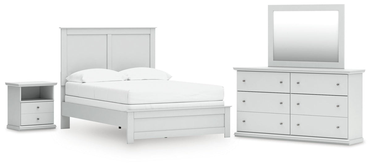 Bostwick Shoals Panel Bed, Dresser, Mirror and Nightstand - White  (B139-SI)