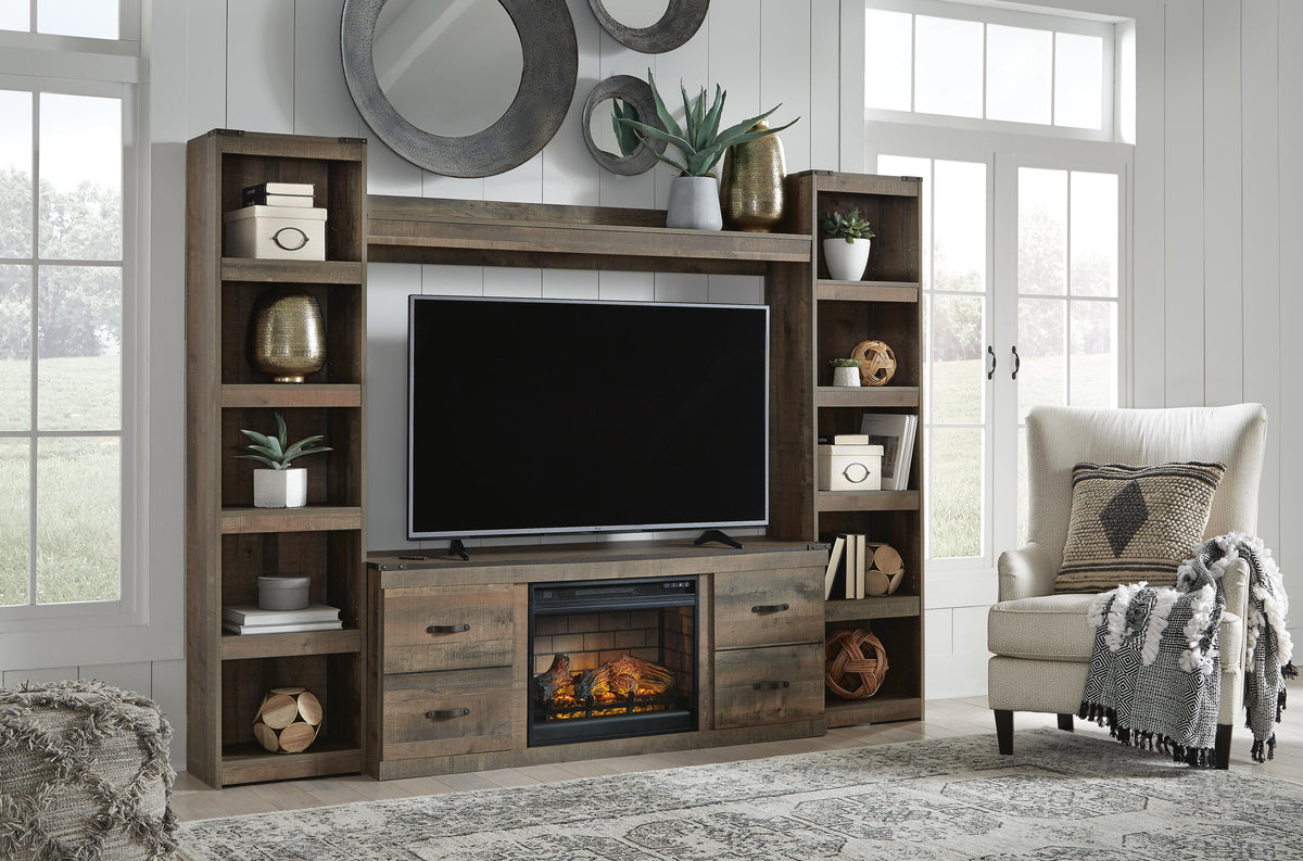 Trinell 4-Piece Entertainment Center with Electric Fireplace (EW0446-SI) - Image 3