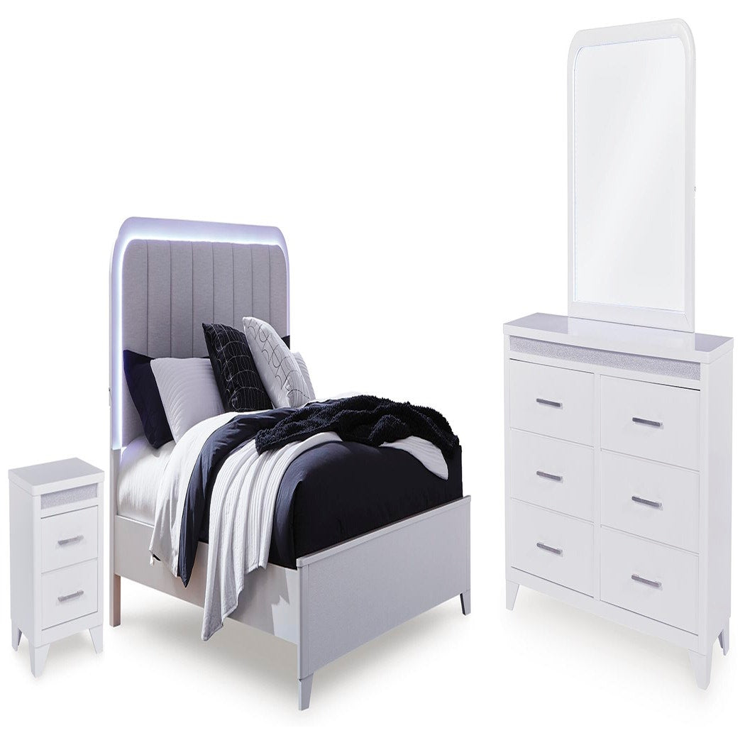 Jarlee Queen Panel Bed, Dresser, Mirror and Nightstand (PCB392-SI)