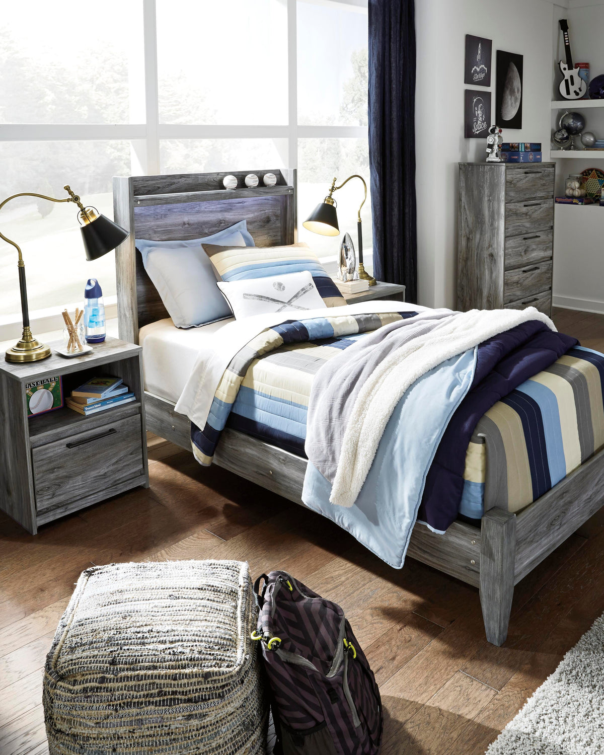 Baystorm Panel Bed and Dresser - Gray  (B221-SI) - Image 9