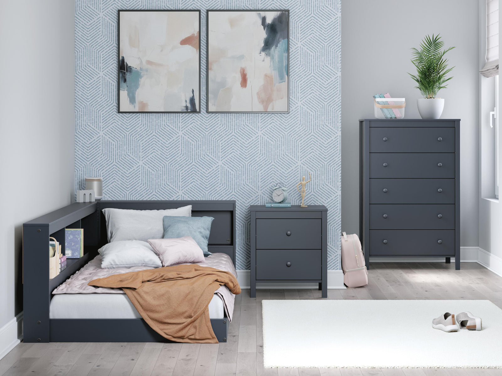 Simmenfort Bookcase Storage Bed (Youth) - Navy Blue  (EB1528-SI) - Image 10