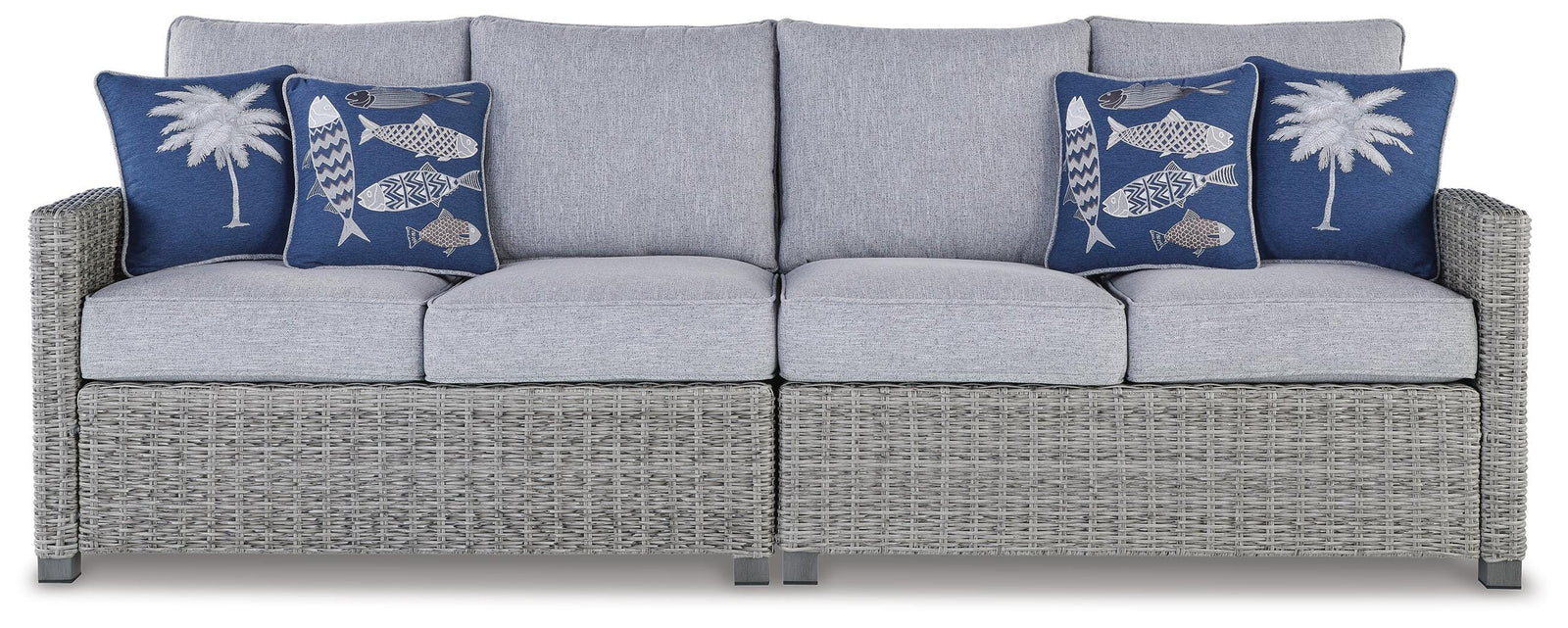 Naples Beach Outdoor Right and Left-arm Facing Loveseat with Cushion (Set of 2) (P439-SI)