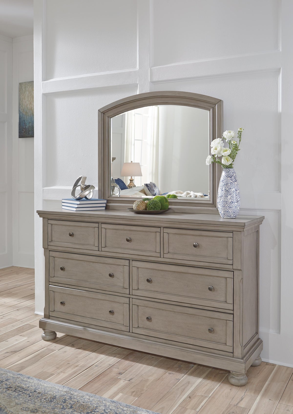 Lettner Panel Bed with Dresser, Mirror and Nightstand - Light Gray  (B733-SI) - Image 5