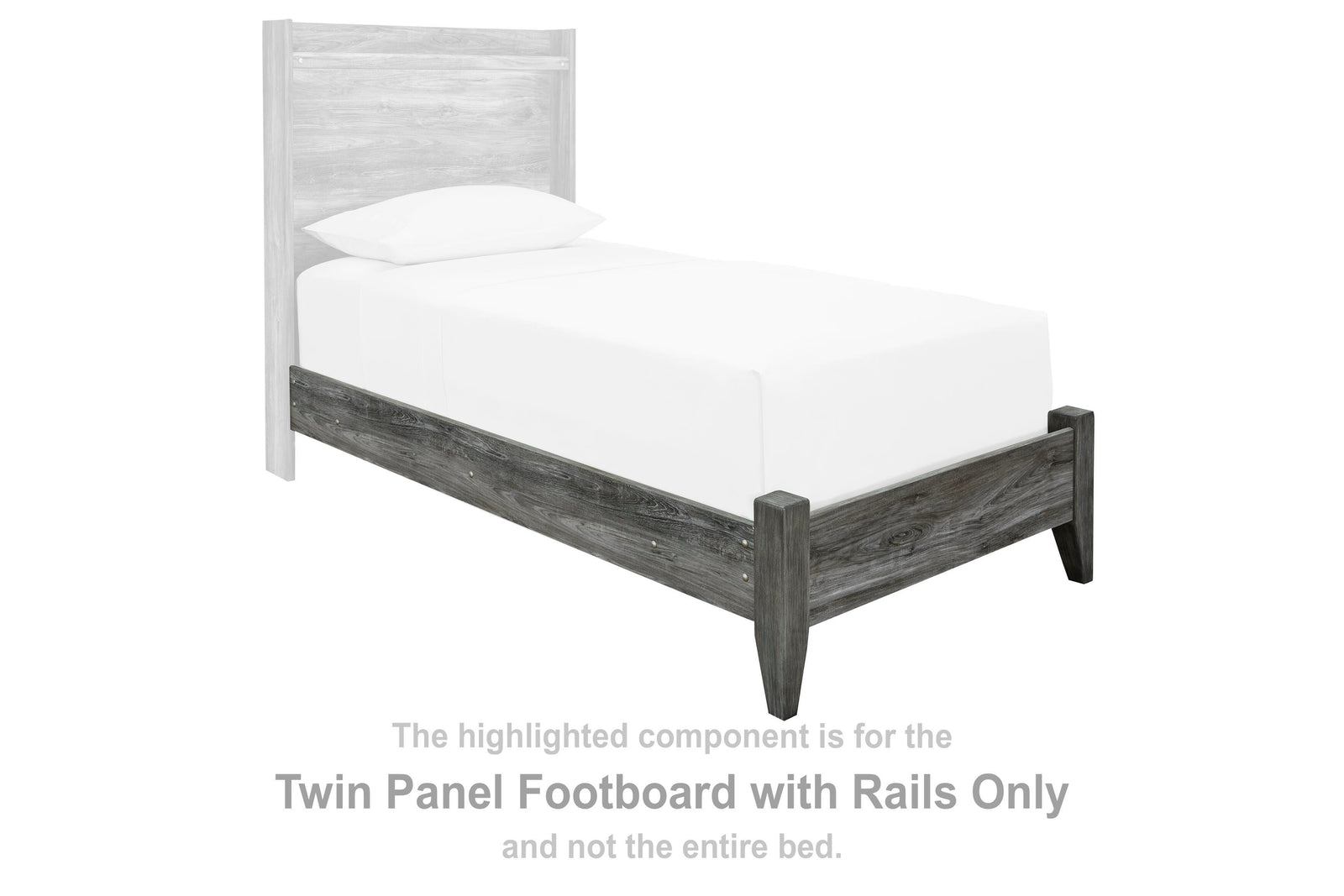 Baystorm Panel Footboard with Rails (Youth) - Gray  (B221-SI) - Image 2