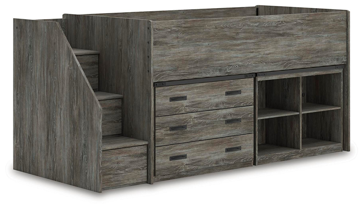 Frandern Loft Bed with Bookcase and Drawer Storage (Youth) - Gray  (B4480-SI) - Image 2