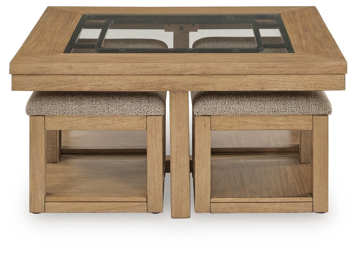 Wittenmyer Coffee Table with 4 Stools (Set of 5) - Natural/Black  (T794-SI) - Image 3