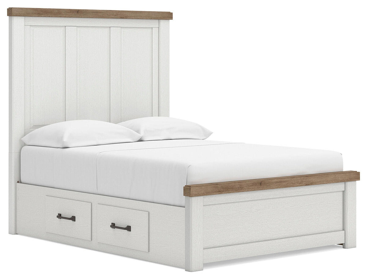 Savonport Full Panel Bed with Storage (Youth) - White/Brown  (B4615-SI)
