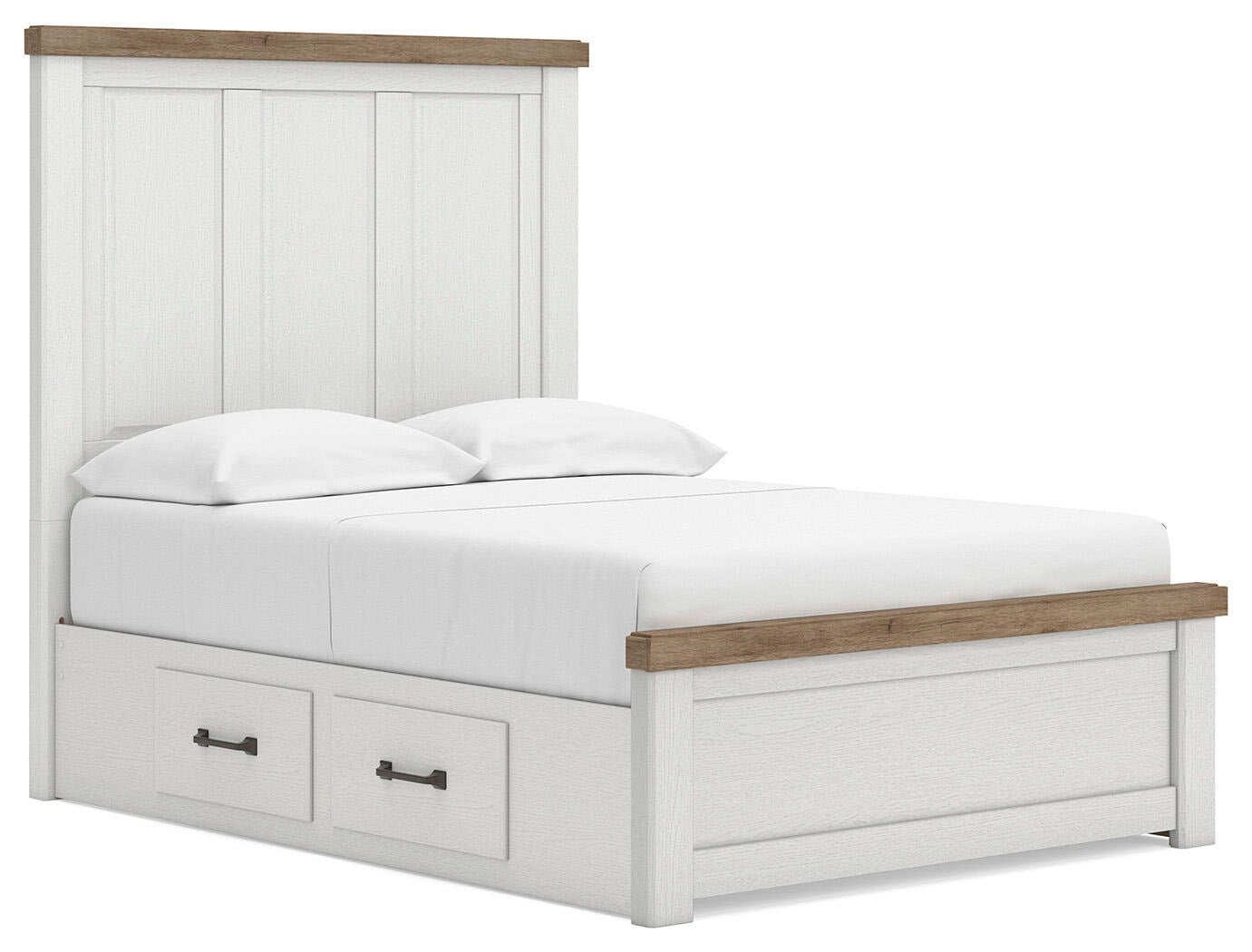 Savonport Full Panel Bed with Storage (Youth) - White/Brown  (B4615-SI)