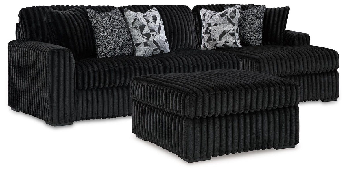 Midnight-Madness 2-Piece Sectional and Oversized Accent Ottoman (98103-SI)