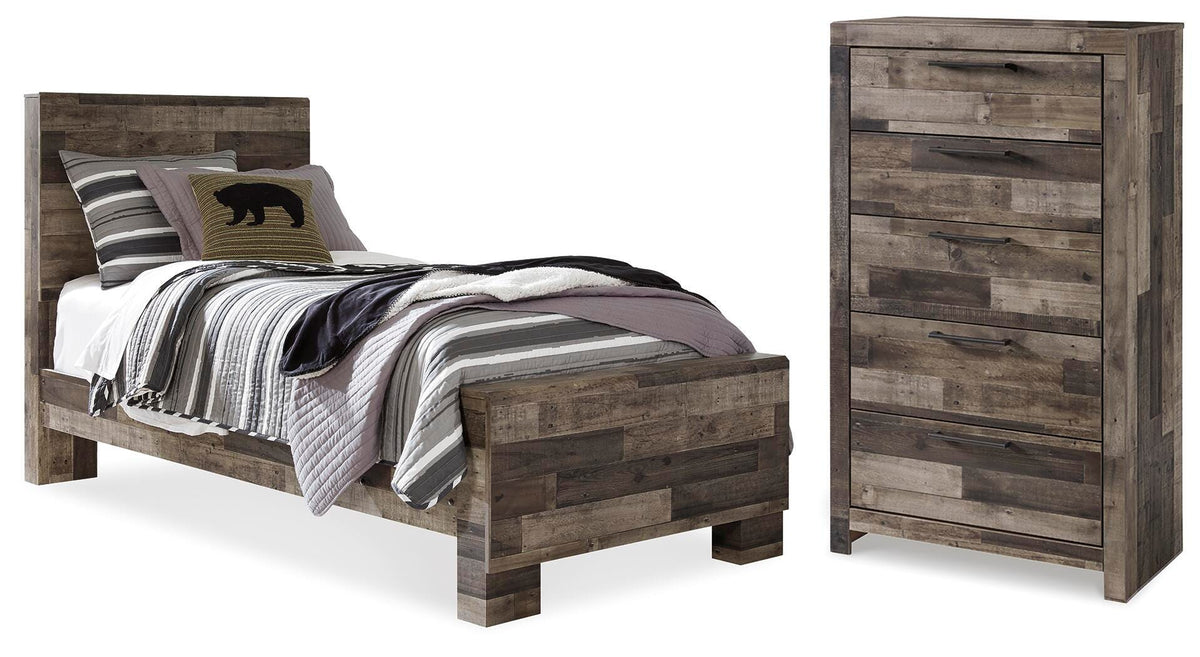 Derekson Panel Bed and Chest - Multi Gray  (B200-SI)