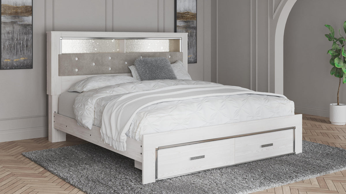 Altyra Upholstered Bookcase Bed with Storage - White  (B2640-SI) - Image 7