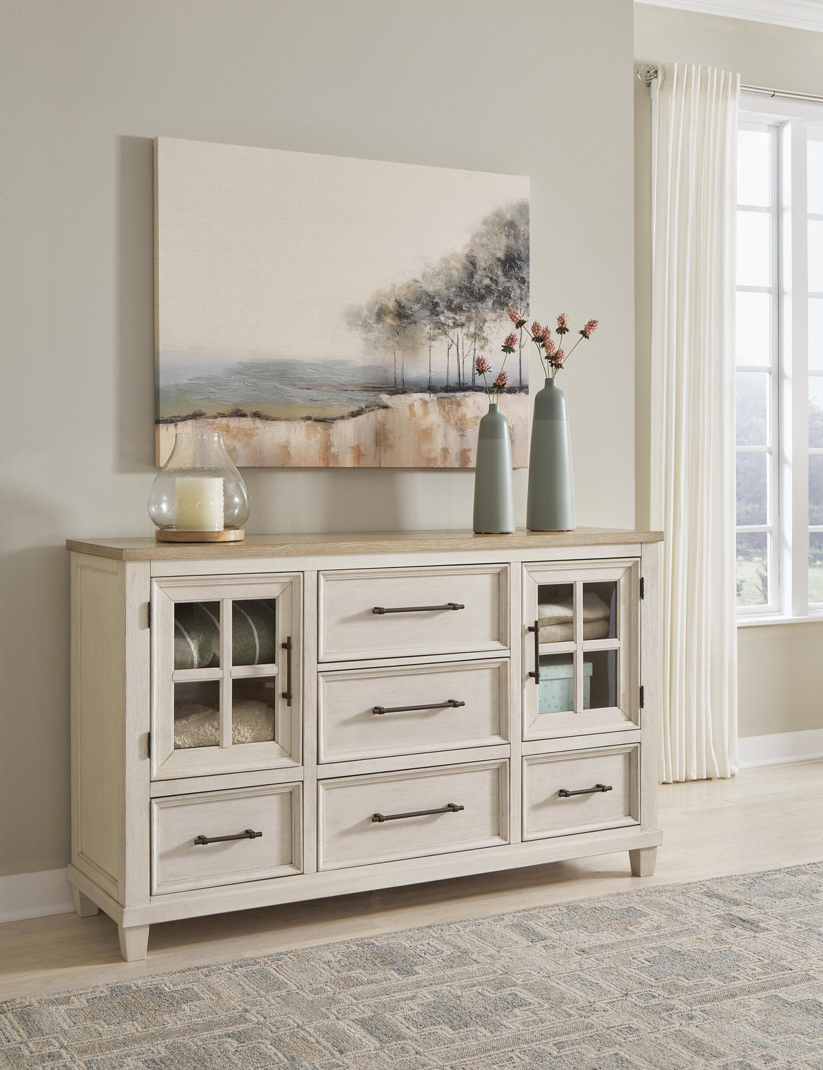 Shaybrock Dresser - Antique White/Brown  (B683-SI) - Image 5