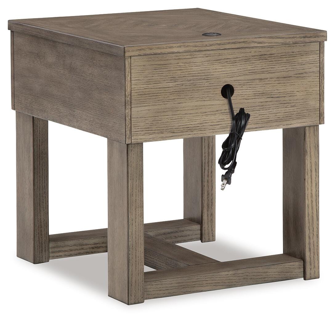 Loyaska Lift-top Coffee Table and 2 End Tables - Grayish Brown/White  (T854-SI) - Image 7