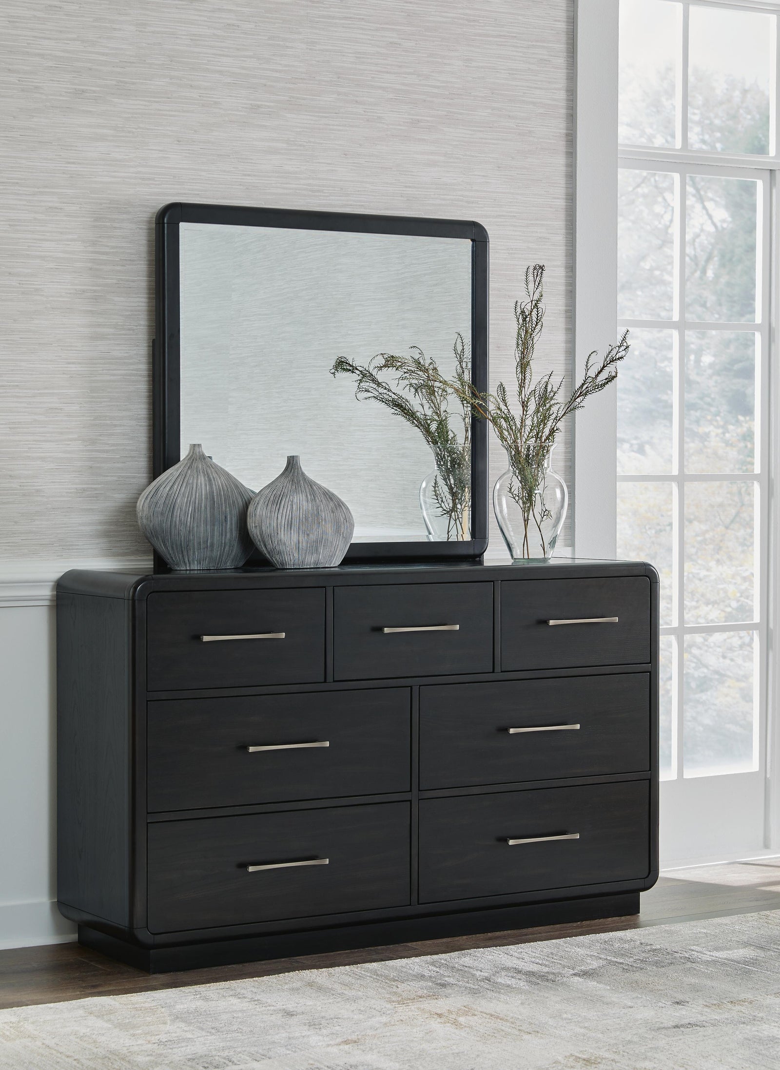 Rowanbeck Dresser and Mirror - Black  (B821-SI) - Image 3