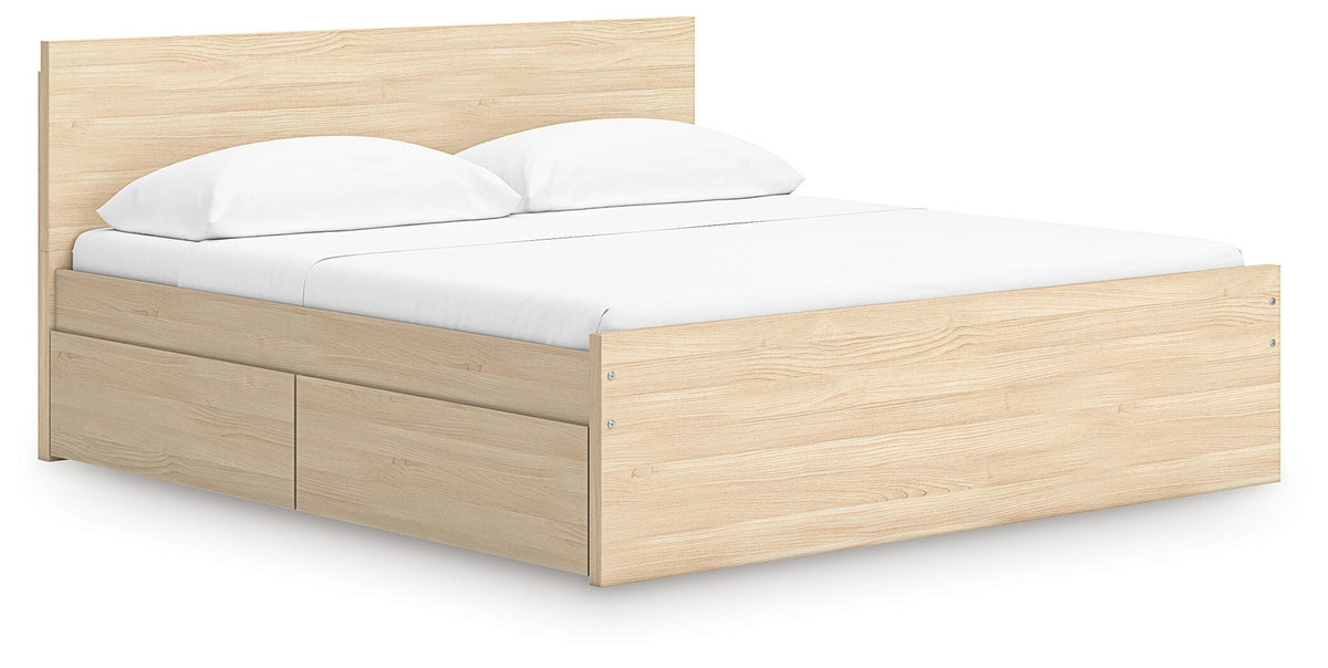 Onita Panel Platform Bed with 2 Side Storage - Natural  (EB9632-SI)