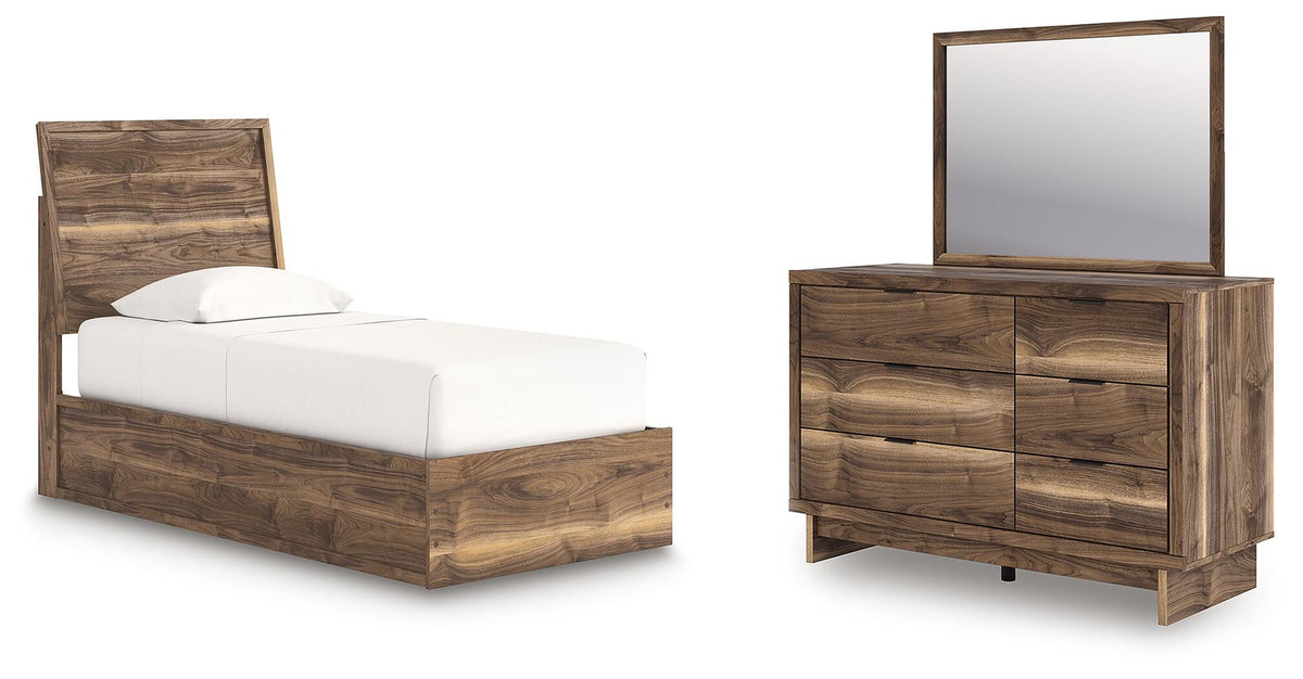 Chirason Twin Panel Platform Bed, Dresser and Mirror (PCB3367-SI)