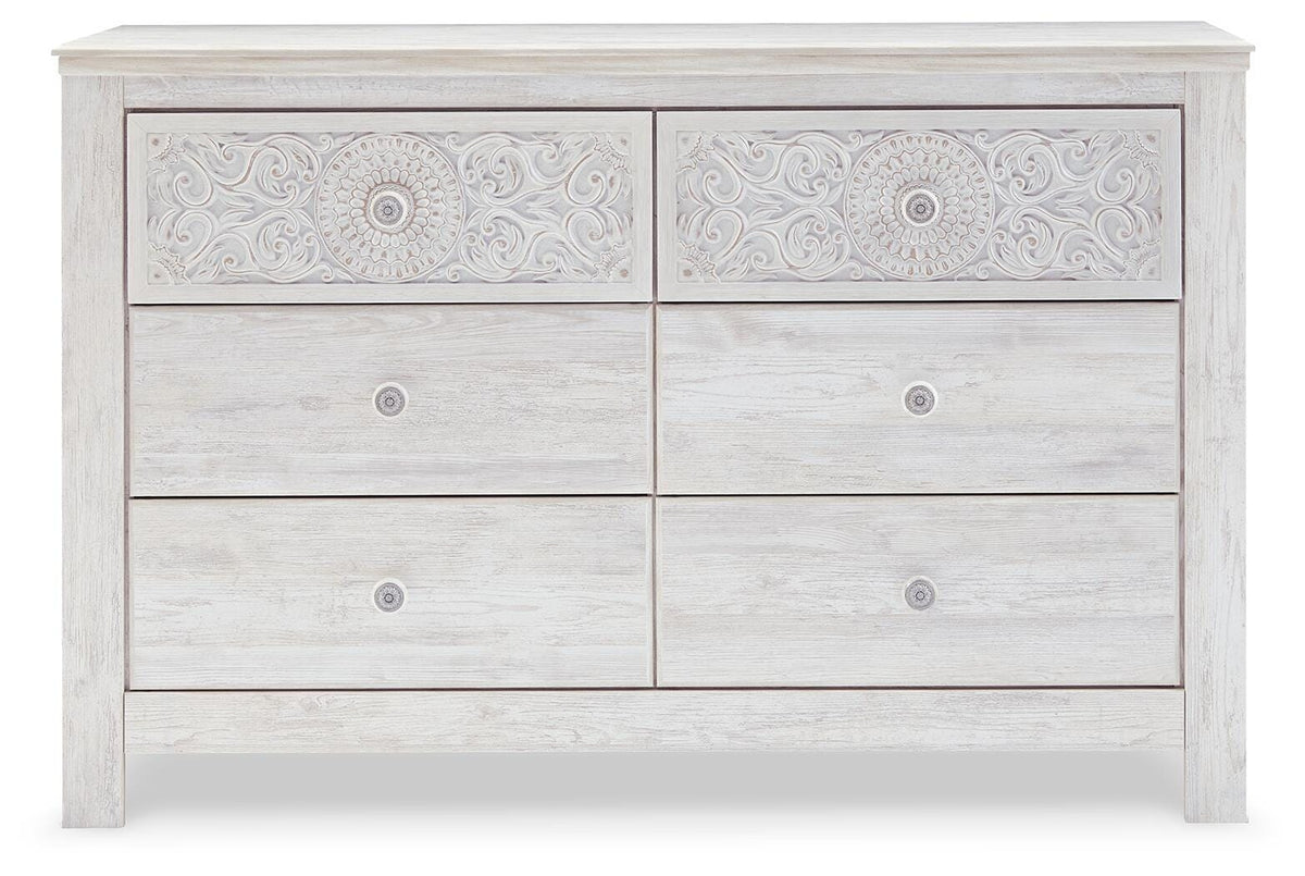 Paxberry Panel Bed, Dresser and Nightstand - Whitewash  (B181-SI) - Image 2