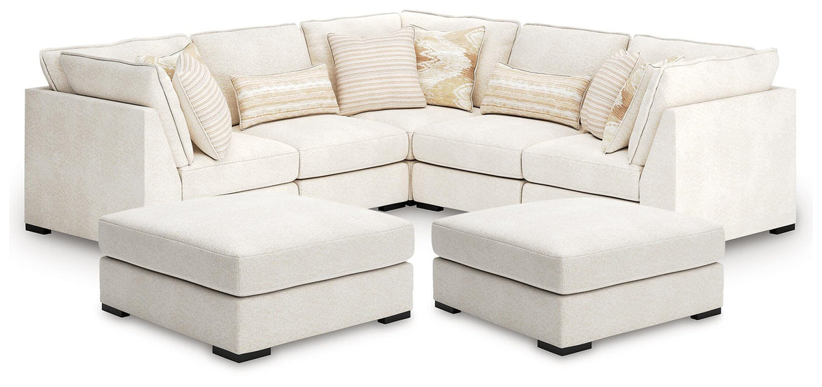 Donelson Creek 5-Piece Sectional and 2 Oversized Ottomans (48002-SI)