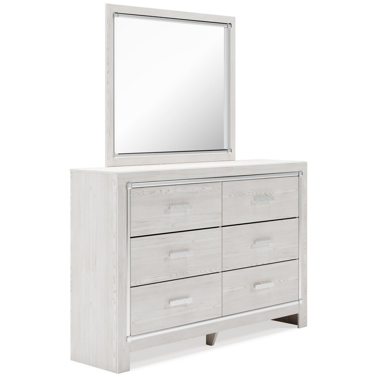 Altyra Upholstered Panel Bed, Dresser, Mirror, Chest and 2 Nightstands - White  (B2640-SI) - Image 3