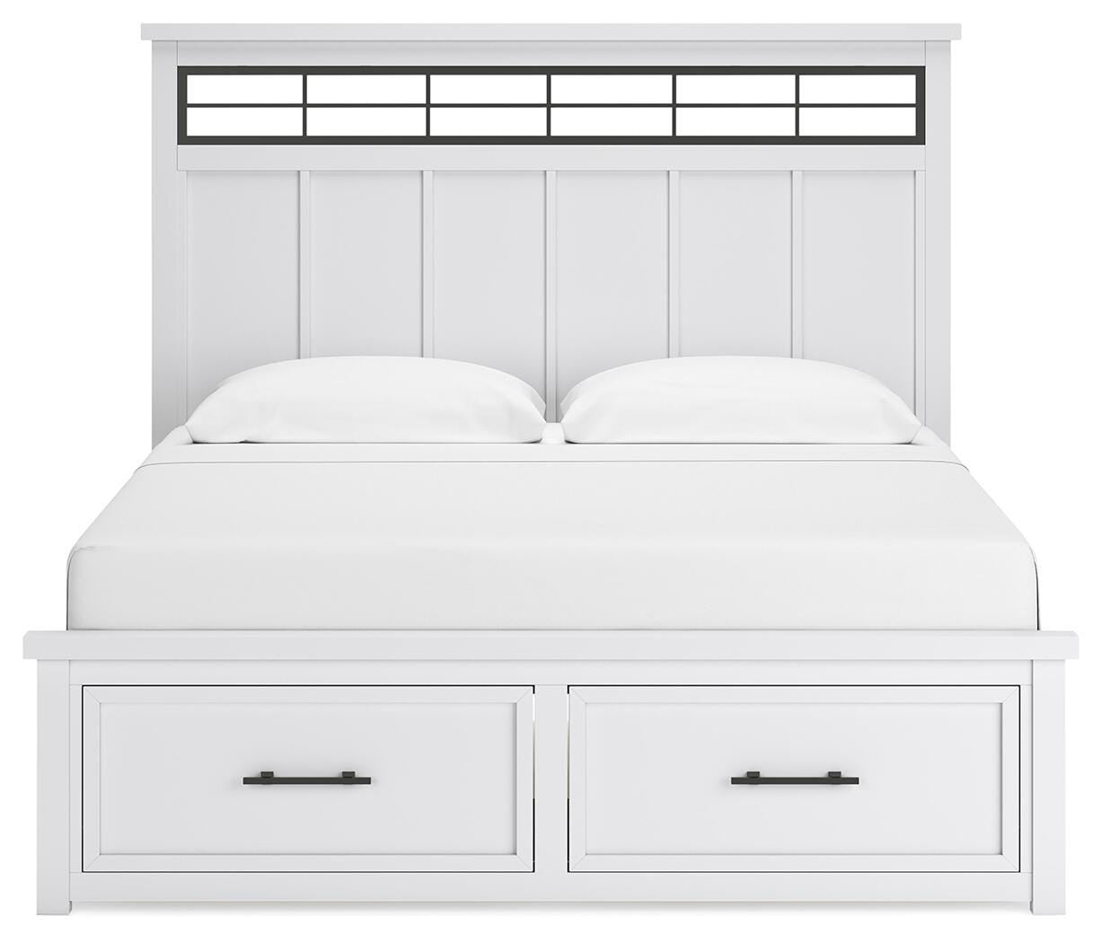 Ashbryn Panel Bed, Dresser, Mirror and 2 Nightstands - White/Natural  (B844-SI) - Image 9