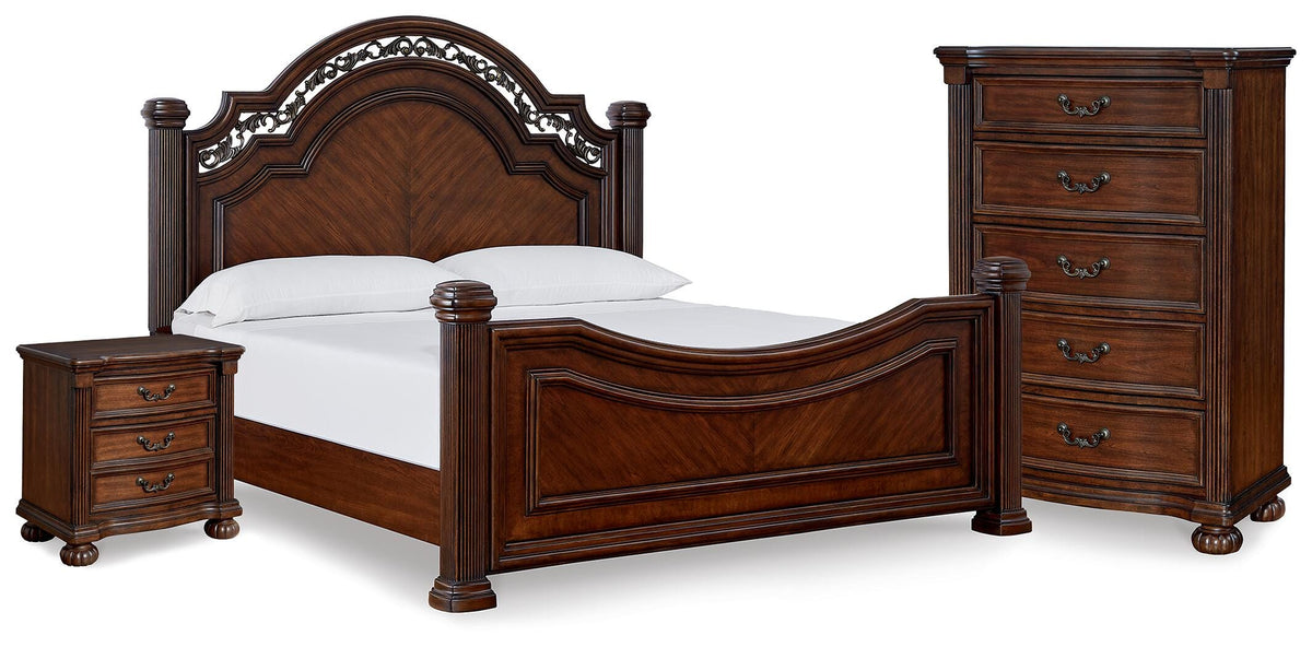 Lavinton Poster Bed, Chest and Nightstand - Brown  (B764-SI)