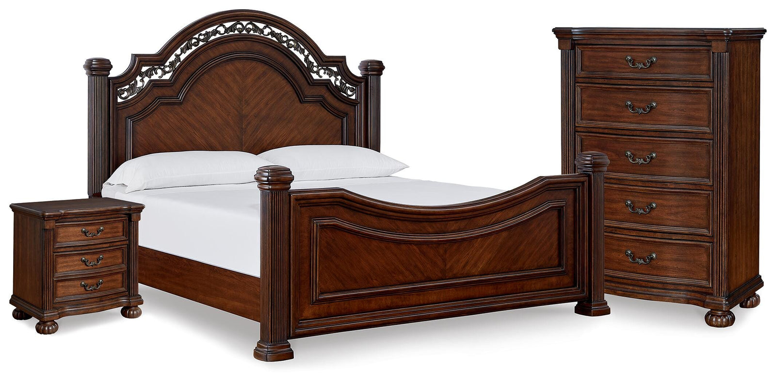 Lavinton Poster Bed, Chest and Nightstand - Brown  (B764-SI)