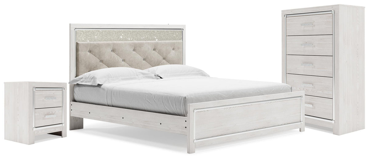 Altyra Panel Bed, Chest and 2 Nightstands - White  (B2640-SI)