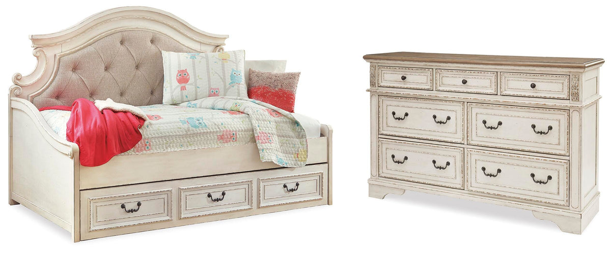 Realyn Storage Day Bed and Dresser - Two-tone  (B743-SI)