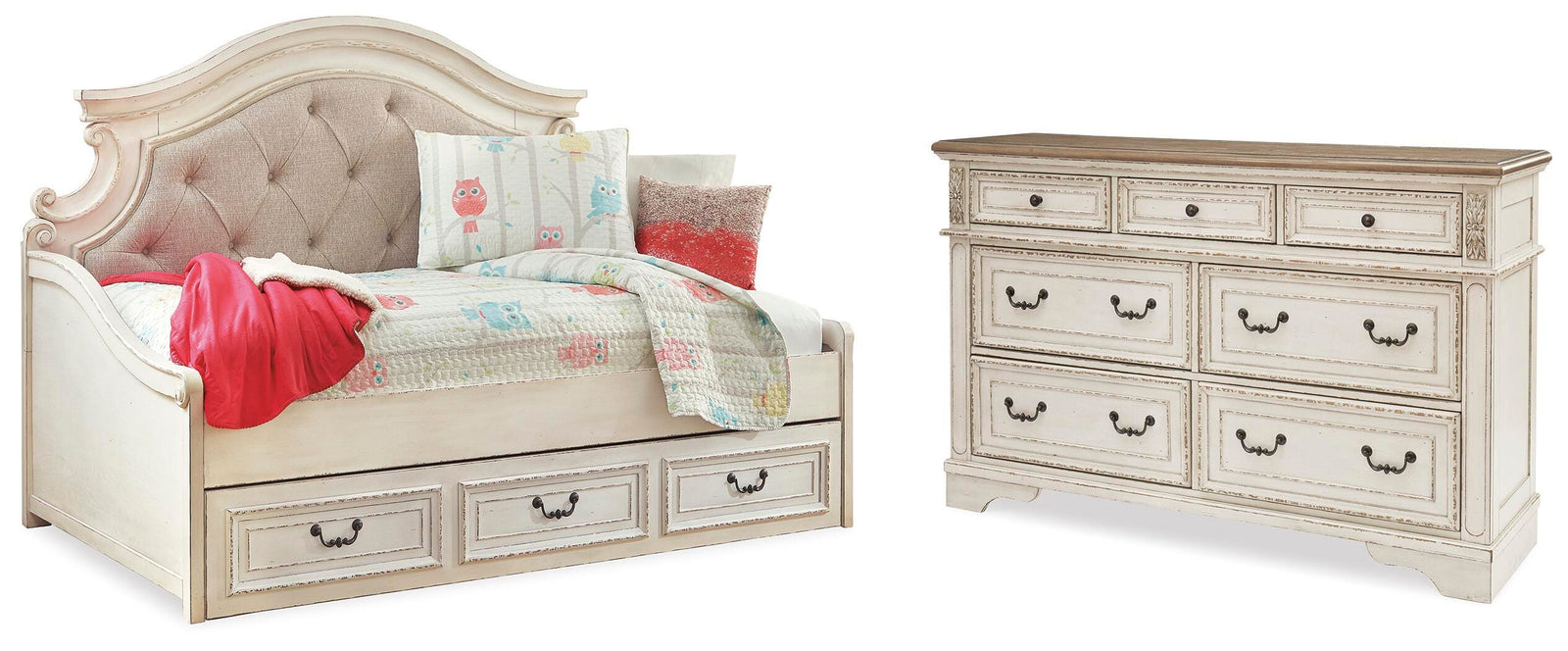 Realyn Storage Day Bed and Dresser - Two-tone  (B743-SI)