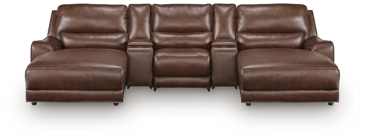 DeepWakes 5-Piece Reclining Sectional with Double Chaise and Storage Consoles (PCU62607-SI)