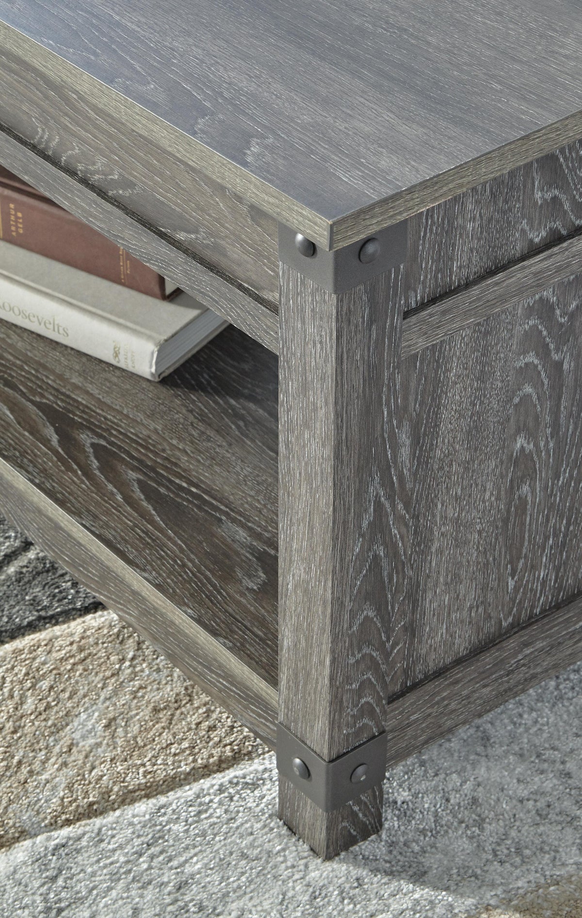 Freedan Lift-top Coffee Table, 2 End Tables and Console - Grayish Brown  (T175-SI) - Image 20