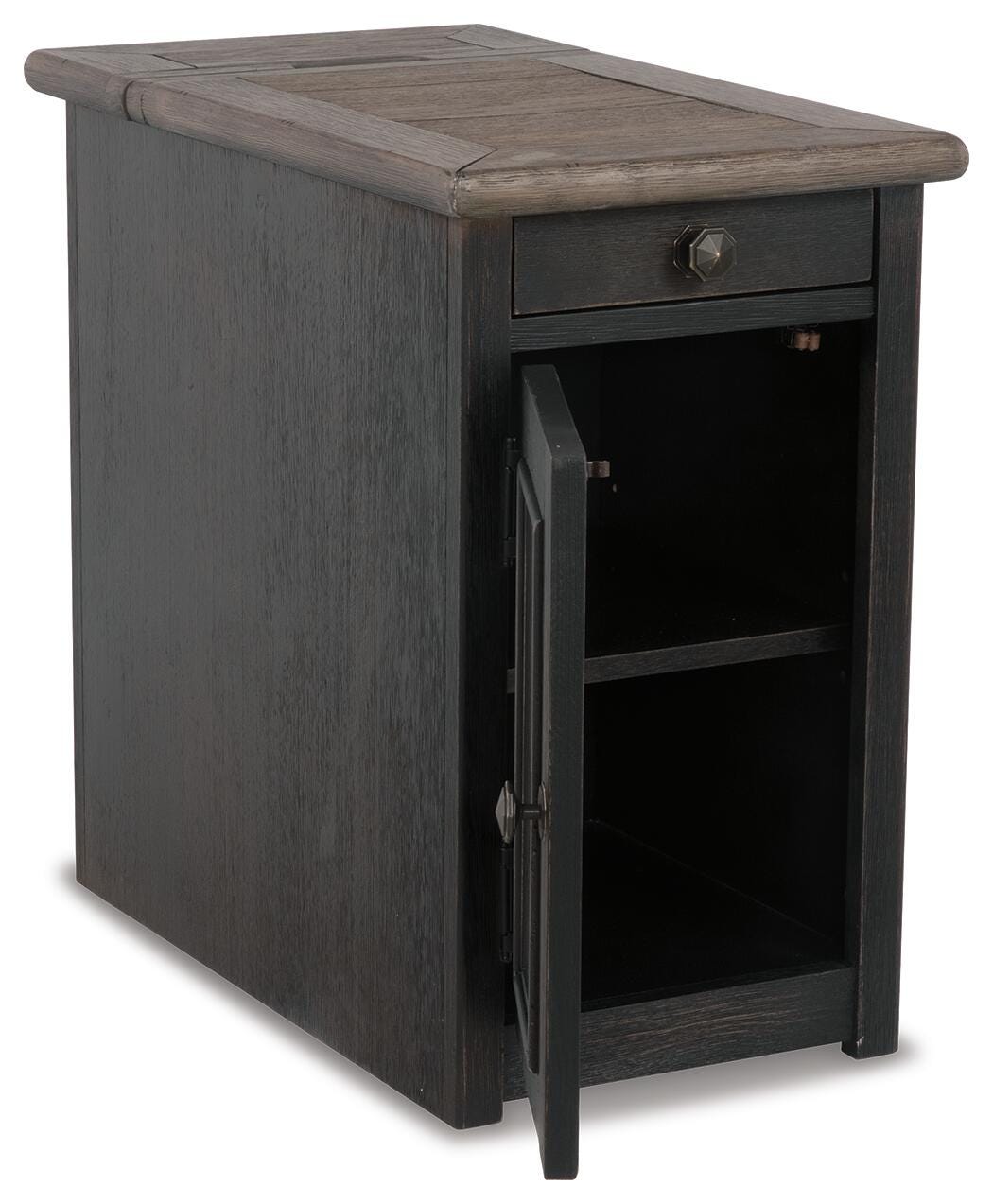 Tyler Creek Chairside End Table with USB Ports & Outlets - Grayish Brown/Black  (T736-SI) - Image 4