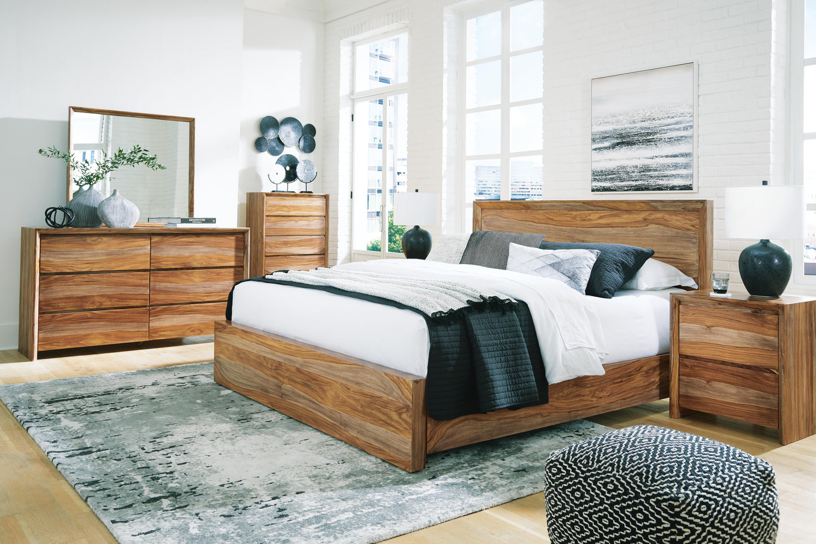 Dressonni Panel Bed, Dresser and Mirror - Brown  (B790-SI) - Image 8