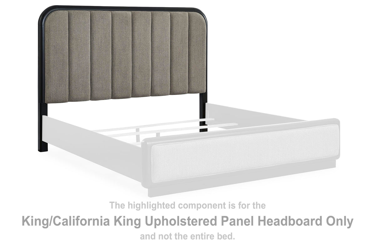 Rowanbeck Upholstered Panel Headboard - Gray/Black  (B821-SI) - Image 2