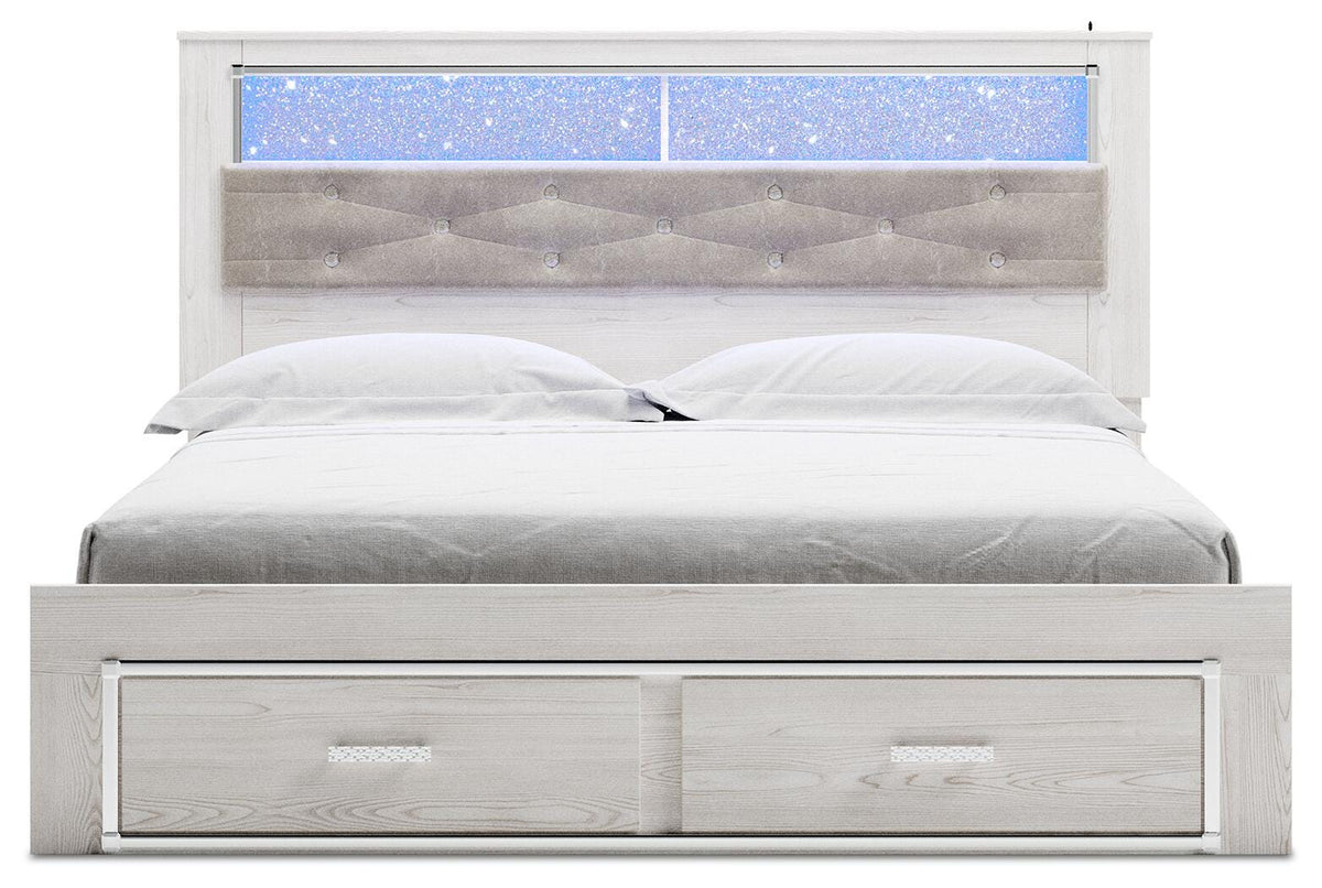 Altyra Upholstered Bookcase Bed with Storage - White  (B2640-SI) - Image 3
