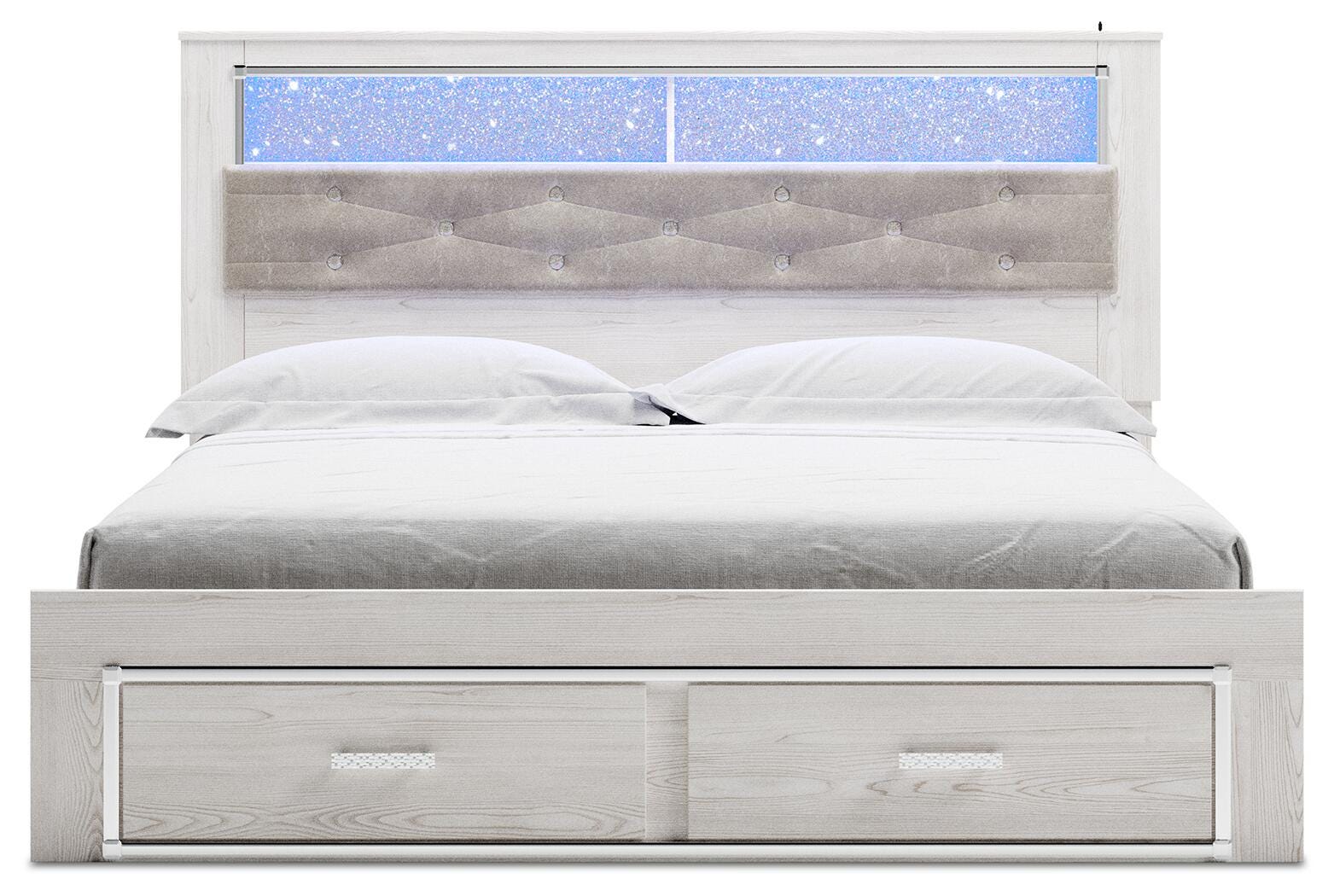 Altyra Upholstered Bookcase Bed with Storage - White  (B2640-SI) - Image 3