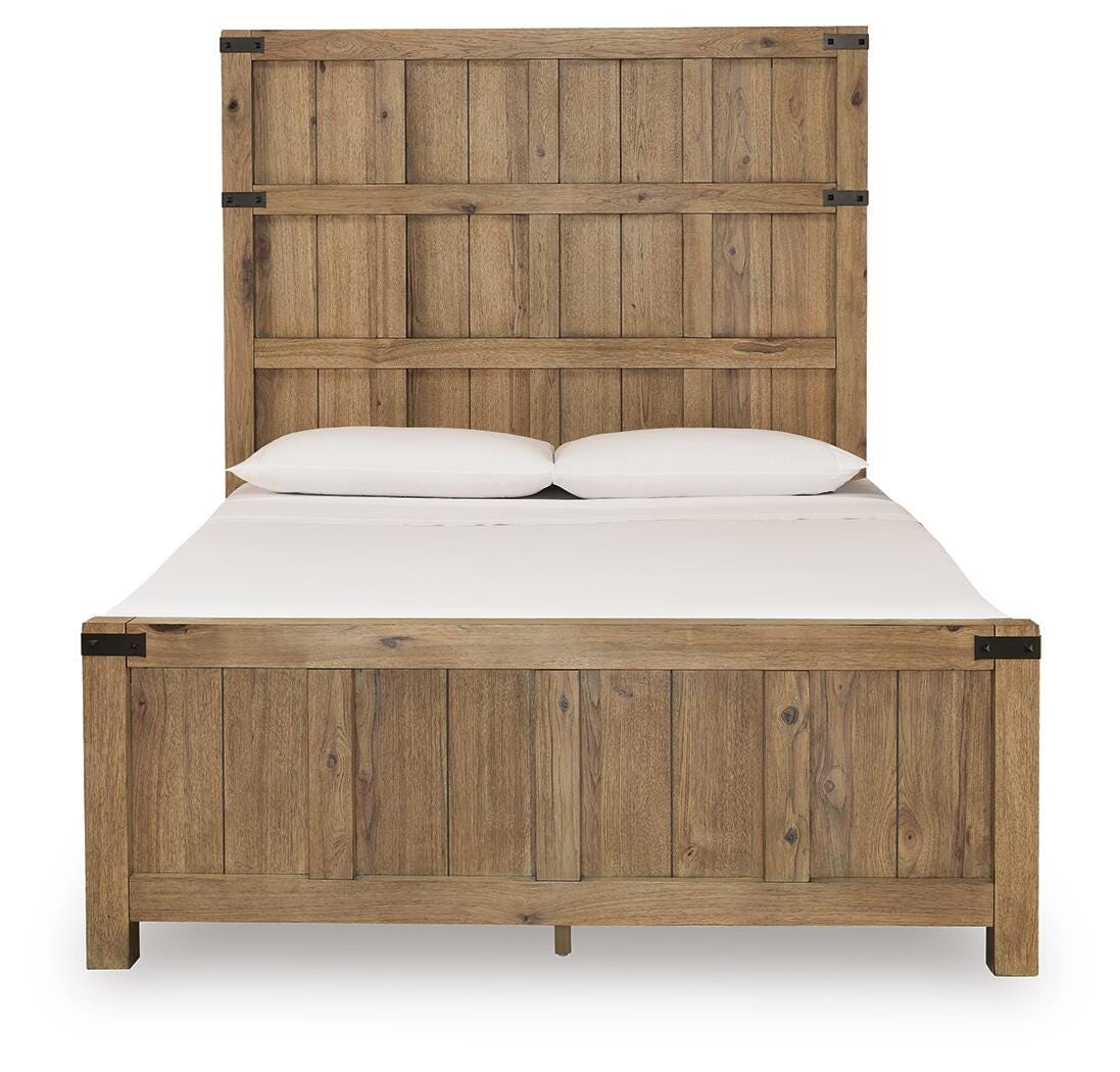 Ridgester Panel Bed - Light Brown  (B858-SI) - Image 4