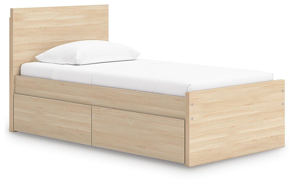 Onita Panel Platform Bed with 1 Side Storage (Youth) - Natural  (EB9632-SI)