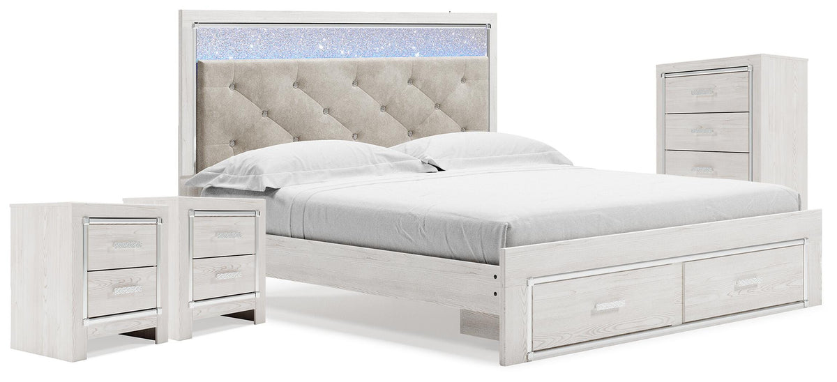 Altyra Storage Bed, Chest and 2 Nightstands - White  (B2640-SI)