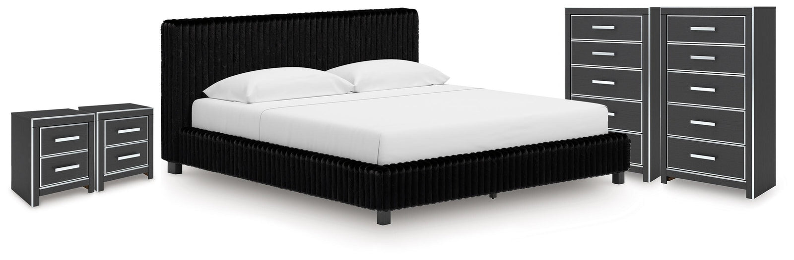 Zuraleus King Upholstered Bed, 2 Chests and 2 Nightstands (PCB3380-SI)