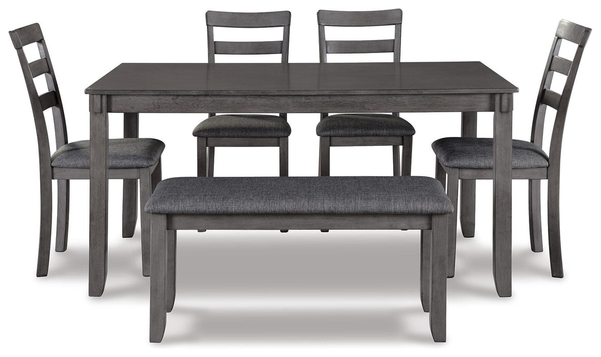 Bridson Dining Table and Chairs with Bench (Set of 6) (D383-SI) - Image 2