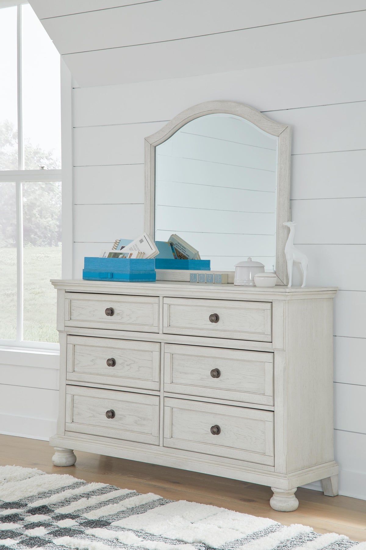 Robbinsdale Dresser and Mirror - Antique White  (B742-SI) - Image 2