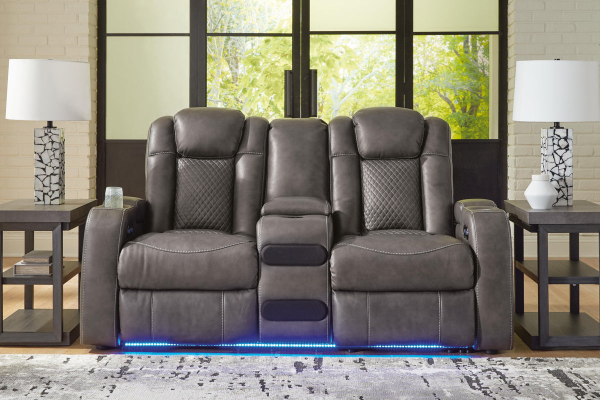 Fyne-Dyme Power Reclining Loveseat with Console (36602-SI) - Image 6