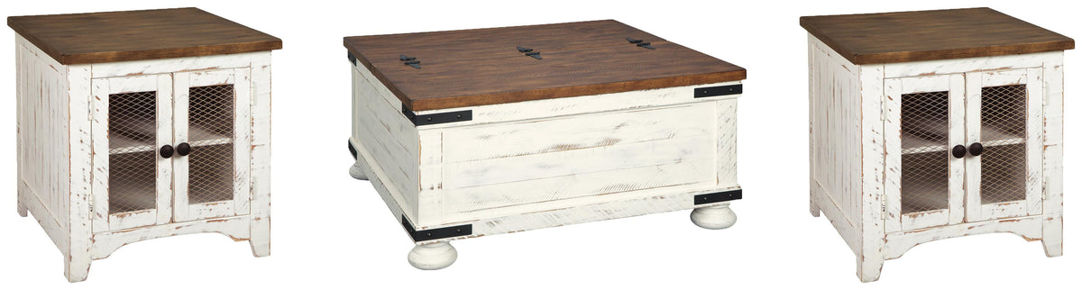 Wystfield Coffee Table and 2 End Tables - White/Brown  (T459-SI)