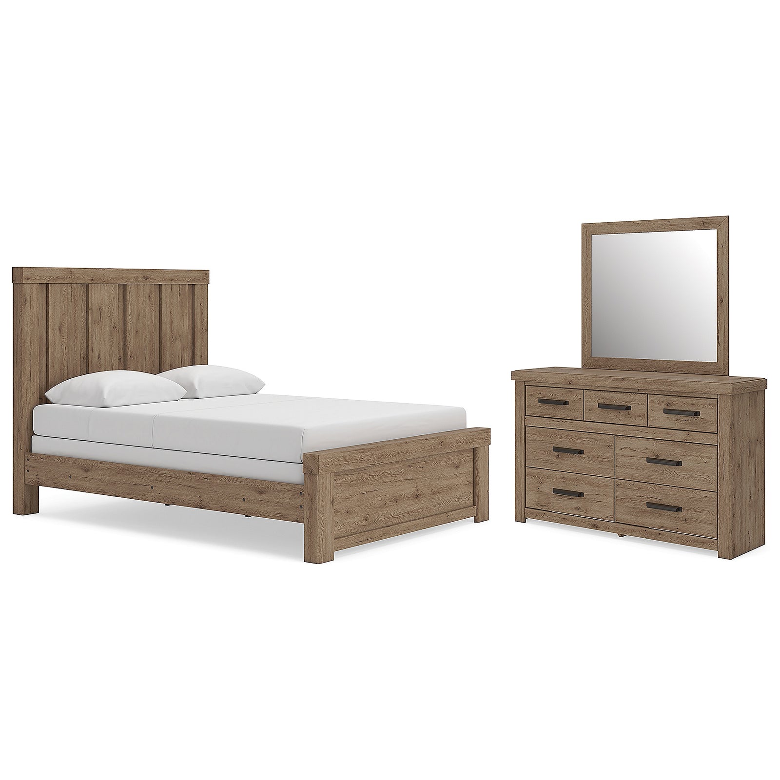 Oliandon Queen Panel Bed, Dresser and Mirror (PCB2844-SI)