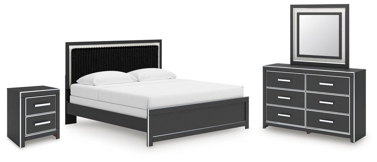 Zuraleus King Panel Bed, Dresser, Mirror and Nightstand (PCB3380-SI)